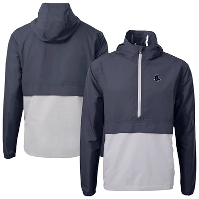 Men's Cutter & Buck Navy/Gray Boston Red Sox Charter Eco Recycled Anorak Half-Zip Hoodie Jacket