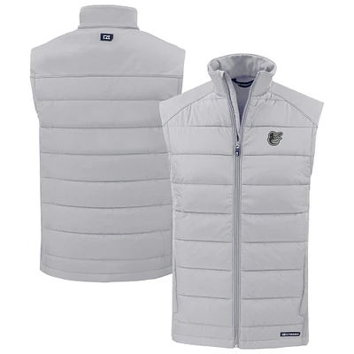 Men's Cutter & Buck Gray Baltimore Orioles Evoke Hybrid Eco Softshell Recycled Full-Zip Vest