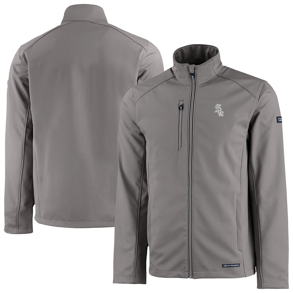 Men's Cutter & Buck Gray Chicago White Sox Evoke Eco Softshell Recycled Full-Zip Jacket