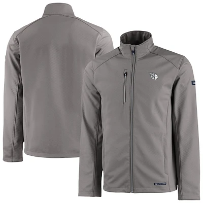 Men's Cutter & Buck Gray Cleveland Guardians Evoke Eco Softshell Recycled Full-Zip Jacket