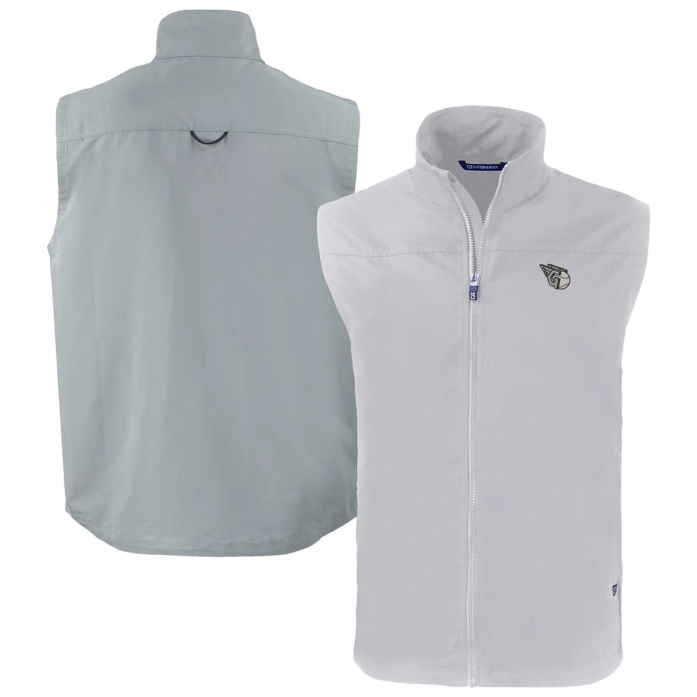Men's Cutter & Buck Gray Cleveland Guardians Charter Eco Recycled Full-Zip Vest