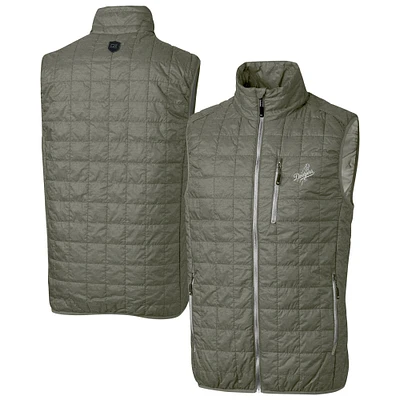 Men's Cutter & Buck Pewter Los Angeles Dodgers Rainier PrimaLoft® Eco Insulated Full-Zip Puffer Vest
