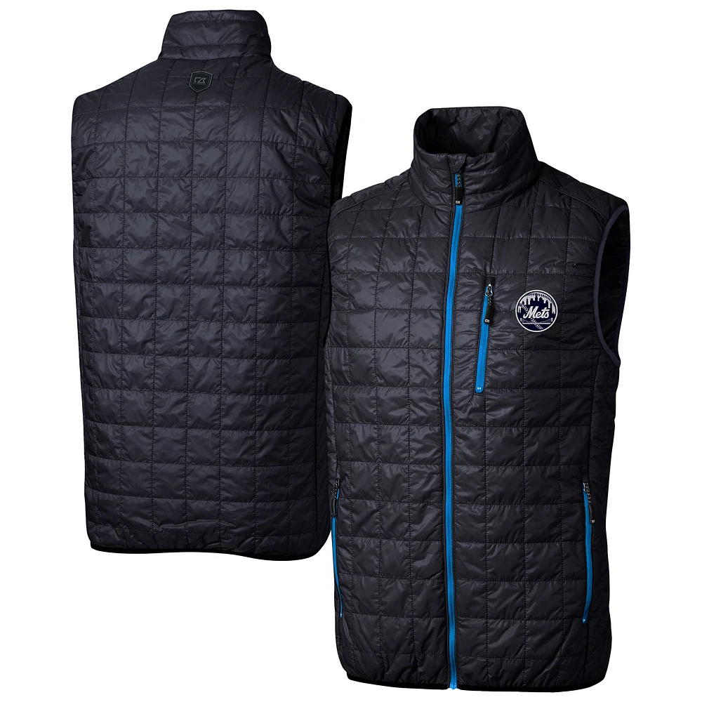 Men's Cutter & Buck Navy New York Mets Rainier PrimaLoft® Eco Insulated Full-Zip Puffer Vest