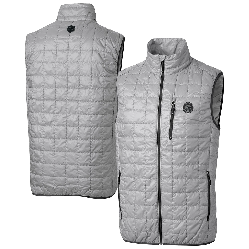 Men's Cutter & Buck Gray Seattle Mariners Rainier PrimaLoft® Eco Insulated Full-Zip Puffer Vest