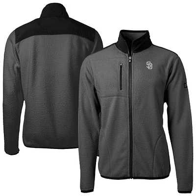 Men's Cutter & Buck Gray/Black San Diego Padres Cascade Eco Sherpa Fleece Full-Zip Jacket