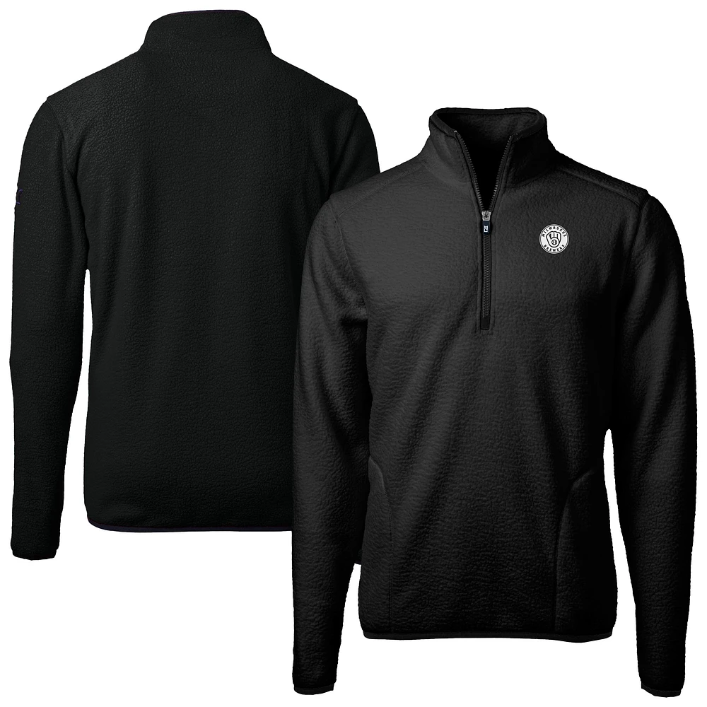 Men's Cutter & Buck Milwaukee Brewers Cascade Eco Fleece Quarter-Zip Jacket