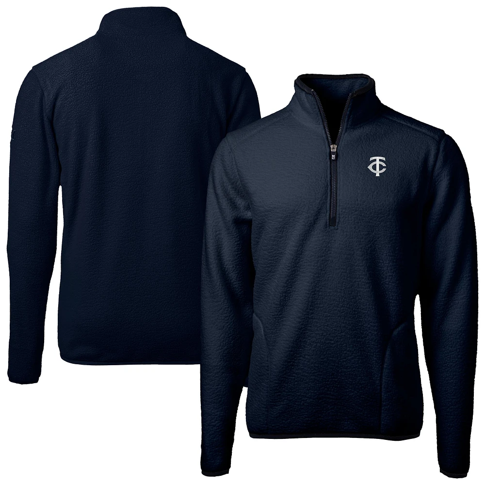 Men's Cutter & Buck Navy Minnesota Twins Cascade Eco Fleece Quarter-Zip Jacket