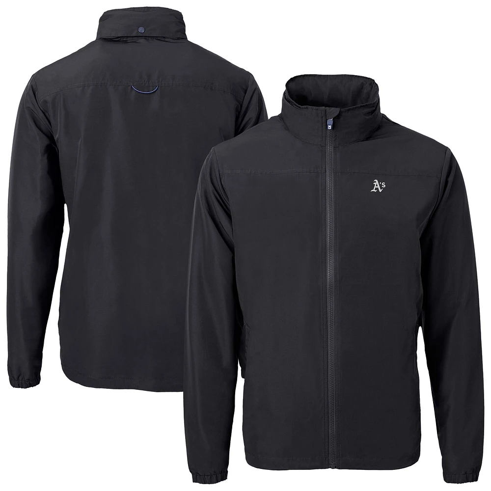 Men's Cutter & Buck Black Athletics Charter Eco Recycled Full-Zip Hoodie Jacket