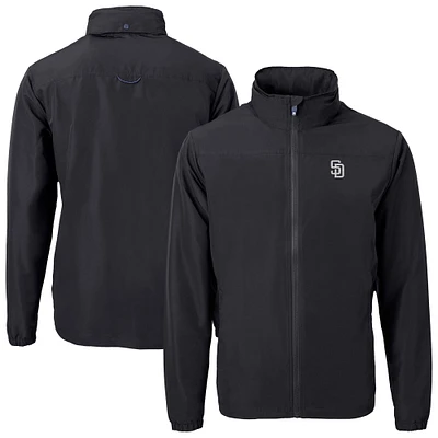 Men's Cutter & Buck Black San Diego Padres Charter Eco Recycled Full-Zip Hoodie Jacket