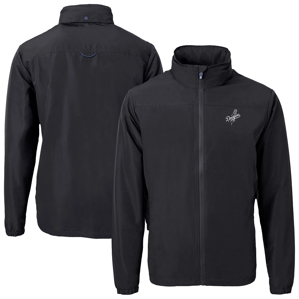 Men's Cutter & Buck Black Los Angeles Dodgers Charter Eco Recycled Full-Zip Hoodie Jacket