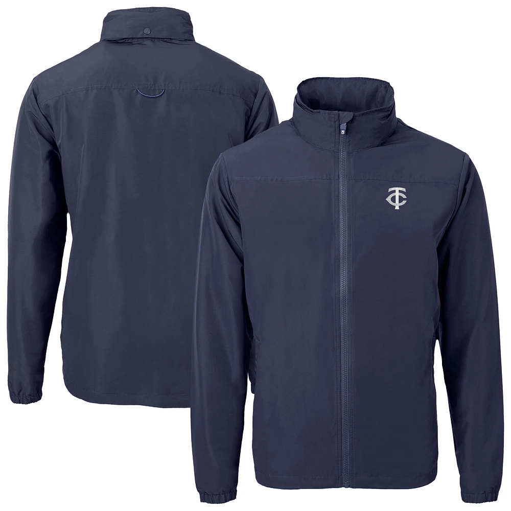 Men's Cutter & Buck Navy Minnesota Twins Charter Eco Recycled Full-Zip Hoodie Jacket