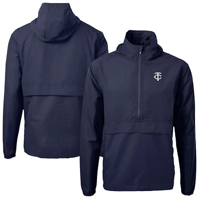 Men's Cutter & Buck Navy Minnesota Twins Charter Eco Recycled Anorak Half-Zip Hoodie Jacket