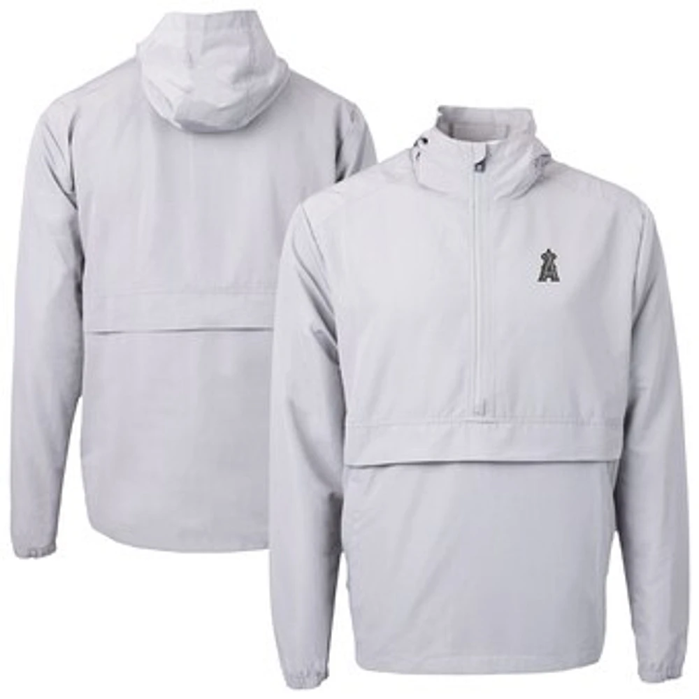 Men's Cutter & Buck Gray Los Angeles Angels Charter Eco Recycled Anorak Half-Zip Hoodie Jacket