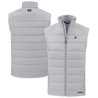 Men's Cutter & Buck Gray Athletics Evoke Hybrid Eco Softshell Recycled Full-Zip Vest