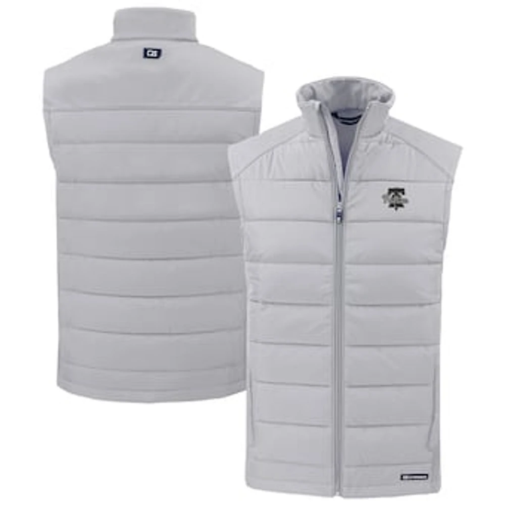Men's Cutter & Buck Gray Philadelphia Phillies Evoke Hybrid Eco Softshell Recycled Full-Zip Vest