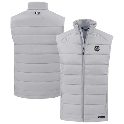 Men's Cutter & Buck Gray Philadelphia Phillies Evoke Hybrid Eco Softshell Recycled Full-Zip Vest