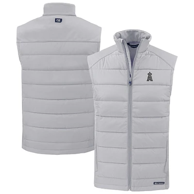Men's Cutter & Buck Gray Los Angeles Angels Evoke Hybrid Eco Softshell Recycled Full-Zip Vest