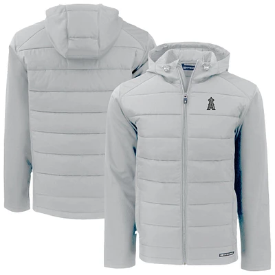 Men's Cutter & Buck Gray Los Angeles Angels Evoke Hybrid Eco Softshell Recycled Full-Zip Hooded Jacket