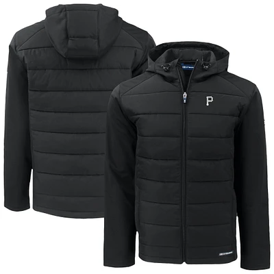 Men's Cutter & Buck Pittsburgh Pirates Evoke Hybrid Eco Softshell Recycled Full-Zip Hooded Jacket