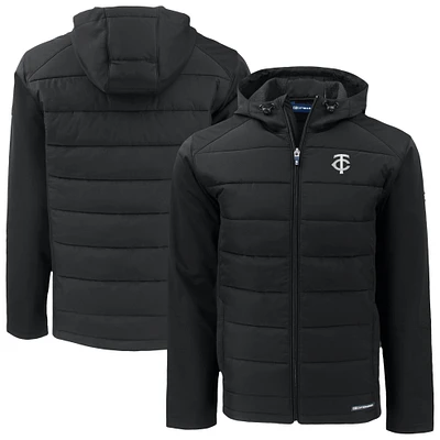 Men's Cutter & Buck Minnesota Twins Evoke Hybrid Eco Softshell Recycled Full-Zip Hooded Jacket