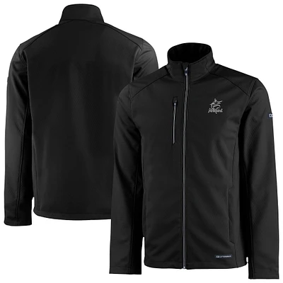 Men's Cutter & Buck Black Miami Marlins Evoke Eco Softshell Recycled Full-Zip Jacket