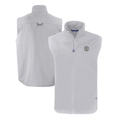 Men's Cutter & Buck Gray Milwaukee Brewers Charter Eco Recycled Full-Zip Vest