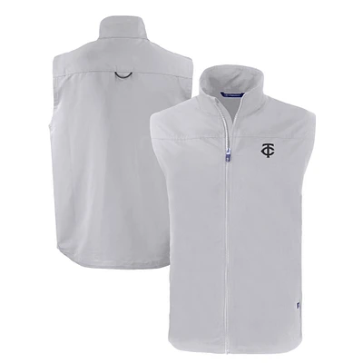Men's Cutter & Buck Gray Minnesota Twins Charter Eco Recycled Full-Zip Vest