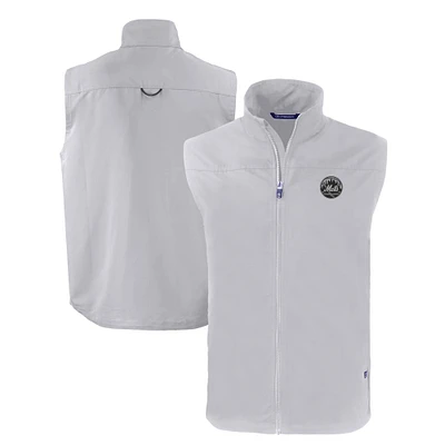 Men's Cutter & Buck Gray New York Mets Charter Eco Recycled Full-Zip Vest