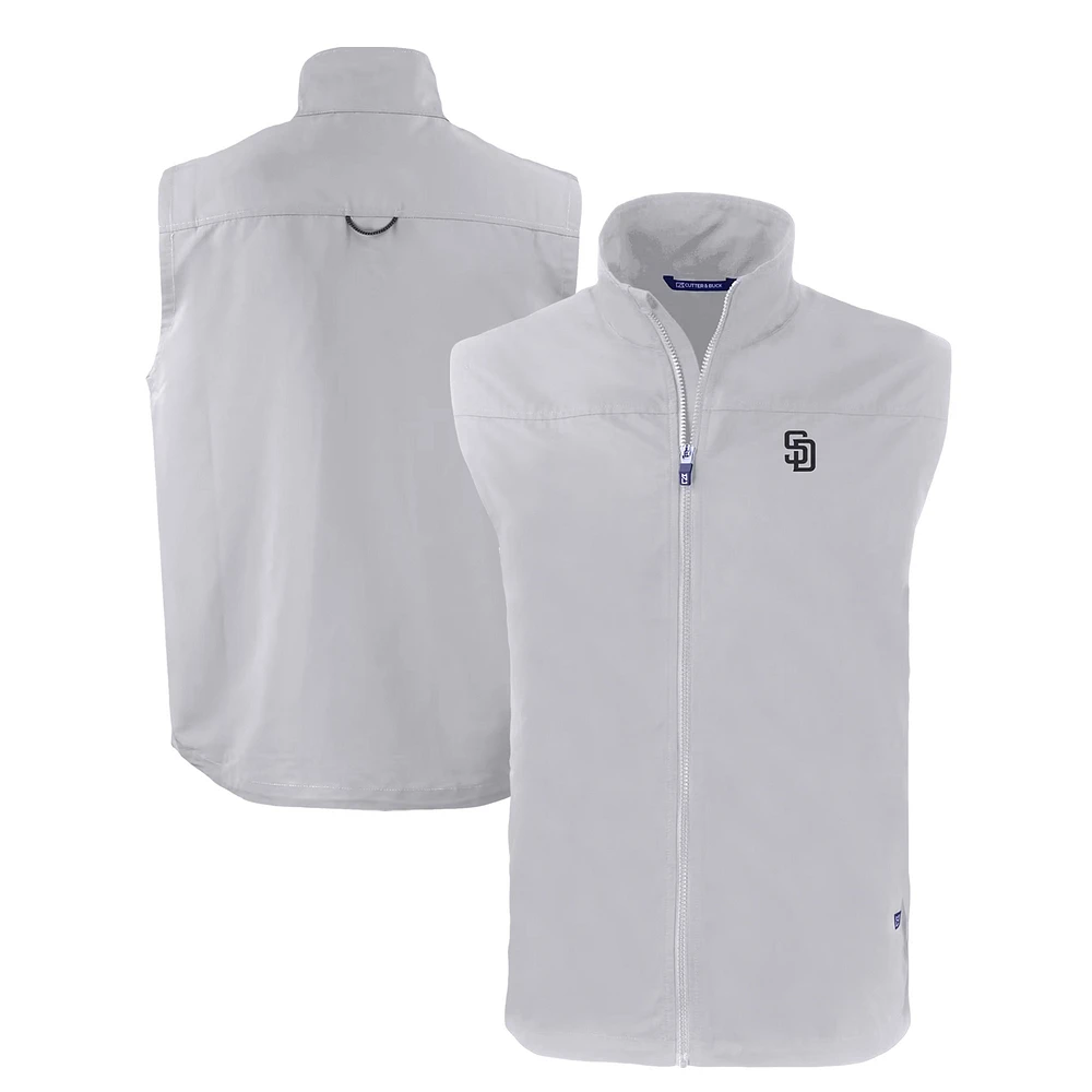 Men's Cutter & Buck Gray San Diego Padres Charter Eco Recycled Full-Zip Vest
