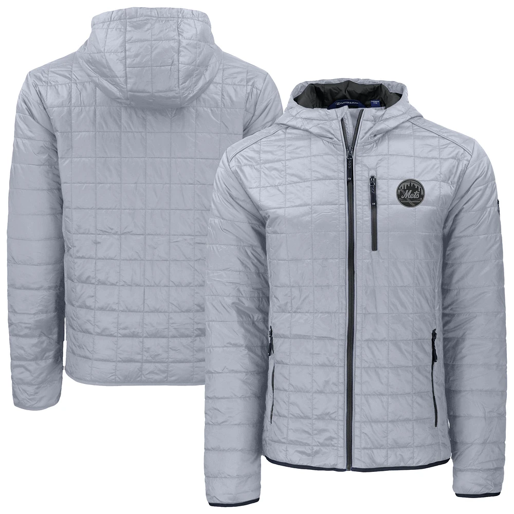 Men's Cutter & Buck Gray New York Mets Rainier PrimaLoft Eco Full-Zip Hoodie