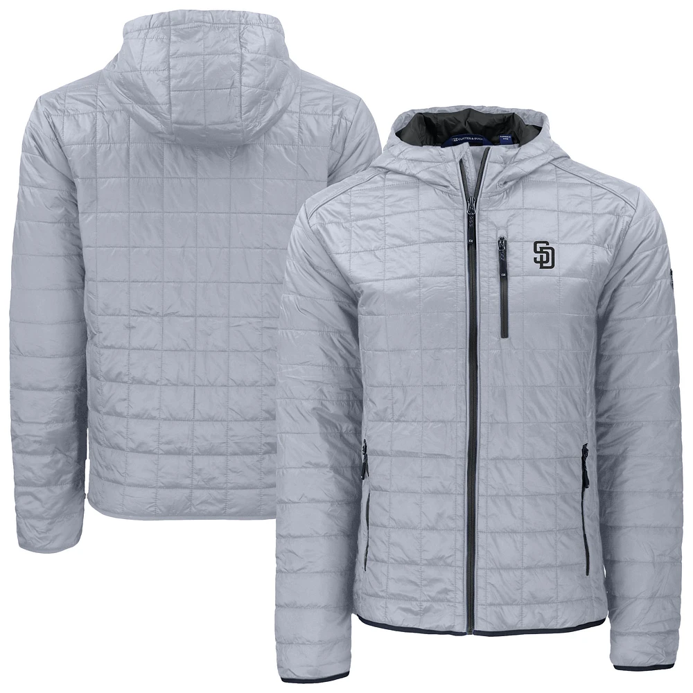 Men's Cutter & Buck Gray San Diego Padres Rainier PrimaLoft Eco Full-Zip Hoodie