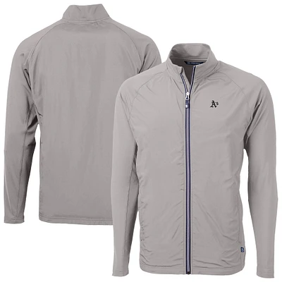 Men's Cutter & Buck Gray Athletics Adapt Eco Hybrid Recycled Full-Zip Jacket