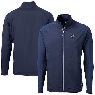Men's Cutter & Buck Navy Seattle Mariners Adapt Eco Hybrid Recycled Full-Zip Jacket