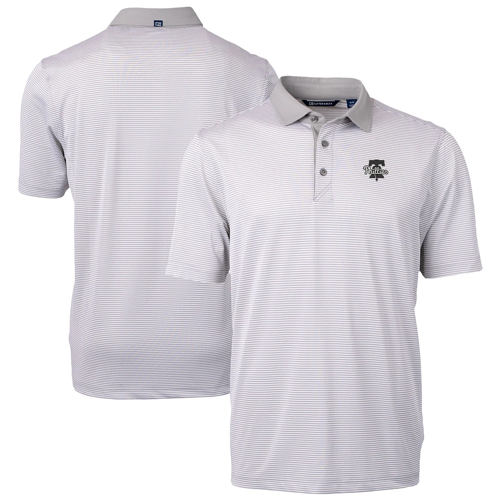 Men's Cutter & Buck Gray Philadelphia Phillies Virtue Eco Pique Micro Stripe Recycled Polo