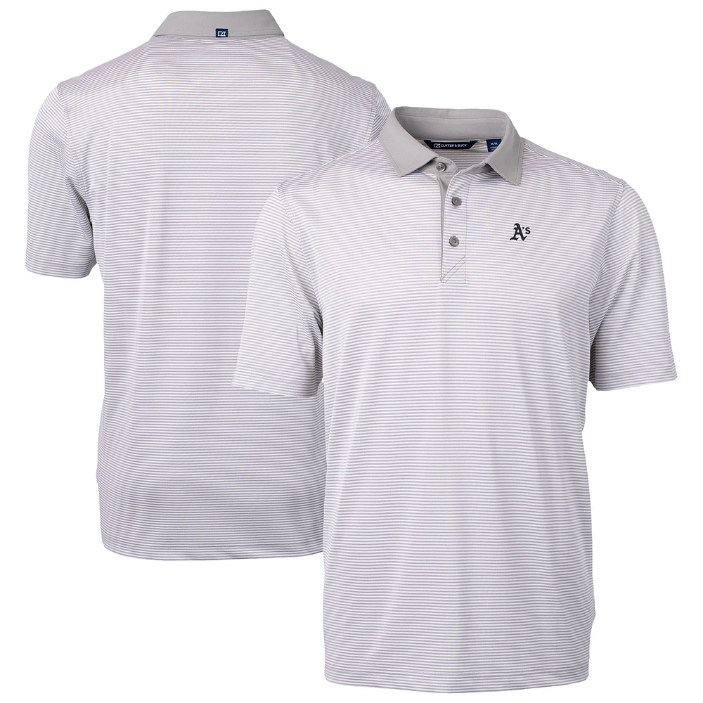 Men's Cutter & Buck Gray Athletics Virtue Eco Pique Micro Stripe Recycled Polo