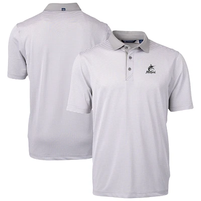 Men's Cutter & Buck Gray Miami Marlins Virtue Eco Pique Micro Stripe Recycled Polo