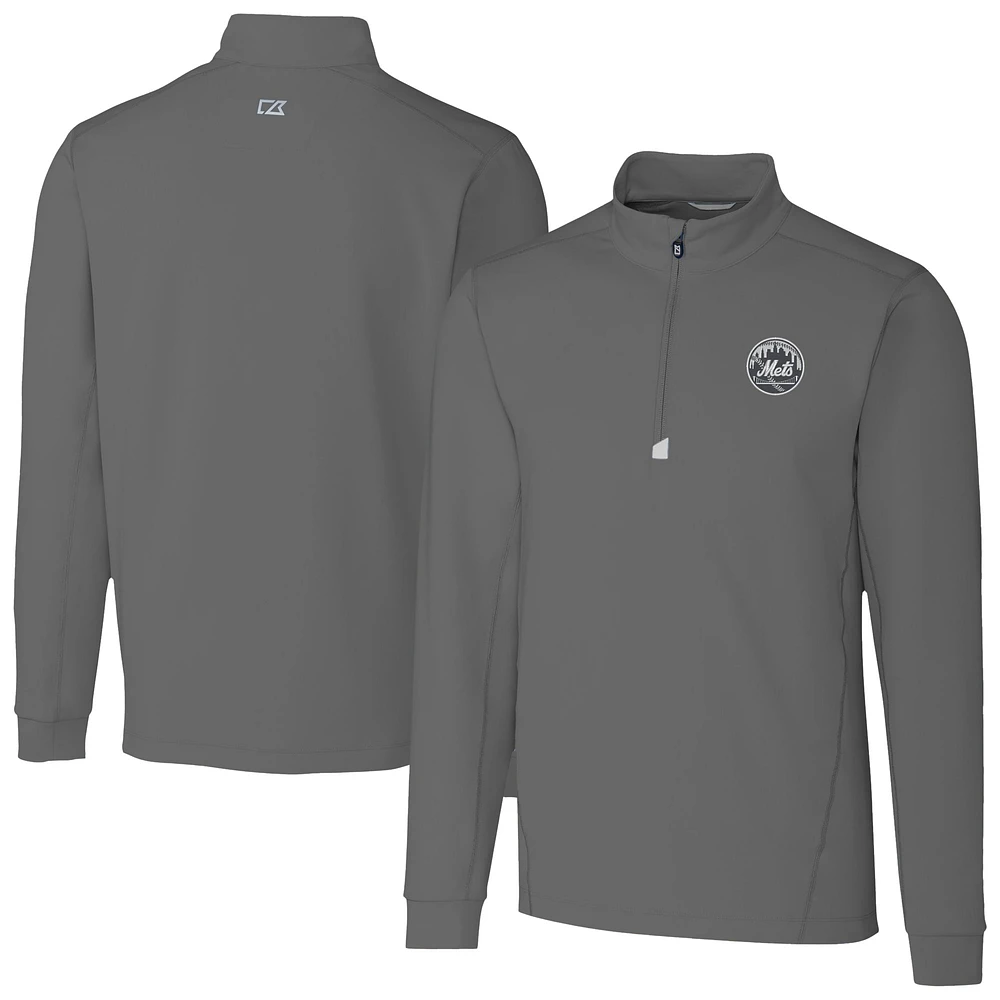 Men's Cutter & Buck New York Mets Traverse Eco Tri-Blend DryTec Quarter-Zip Jacket