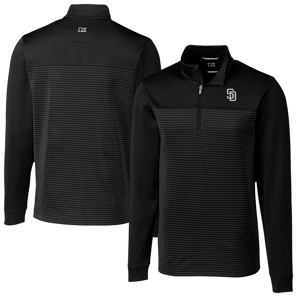 Men's Cutter & Buck San Diego Padres Traverse Eco Stripe Tri-Blend DryTec Quarter-Zip Jacket