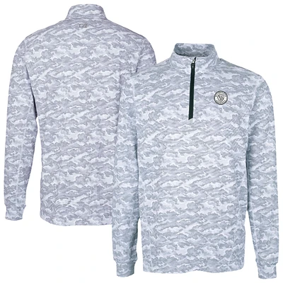 Men's Cutter & Buck Charcoal Milwaukee Brewers Traverse Eco Camo Tri-Blend DryTec Quarter-Zip Top