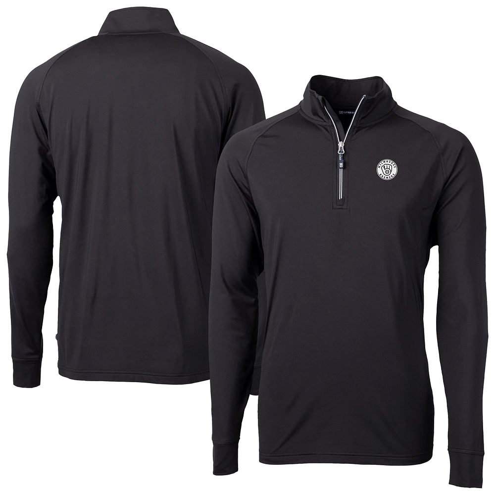 Men's Cutter & Buck Milwaukee Brewers Adapt Eco Raglan Quarter-Zip Jacket