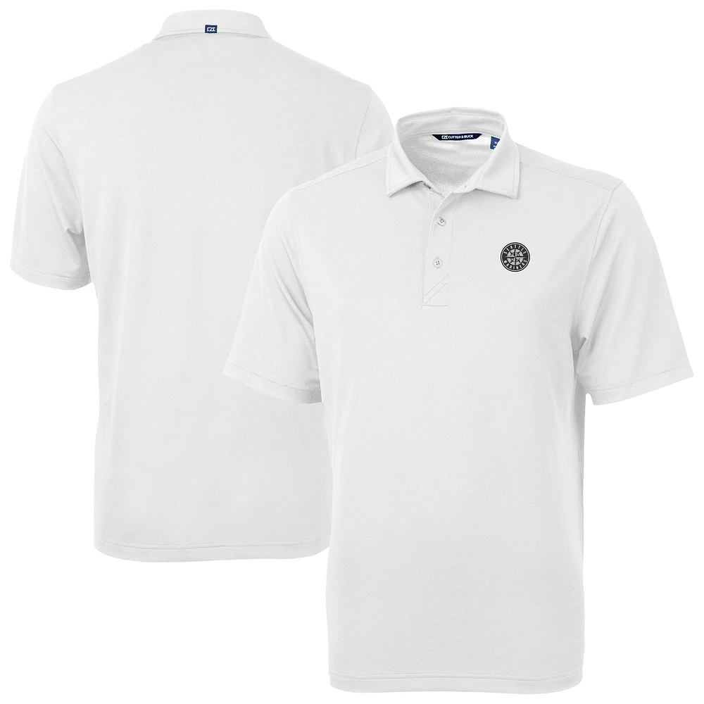 Men's Cutter & Buck White Seattle Mariners Virtue Eco Pique Recycled Polo