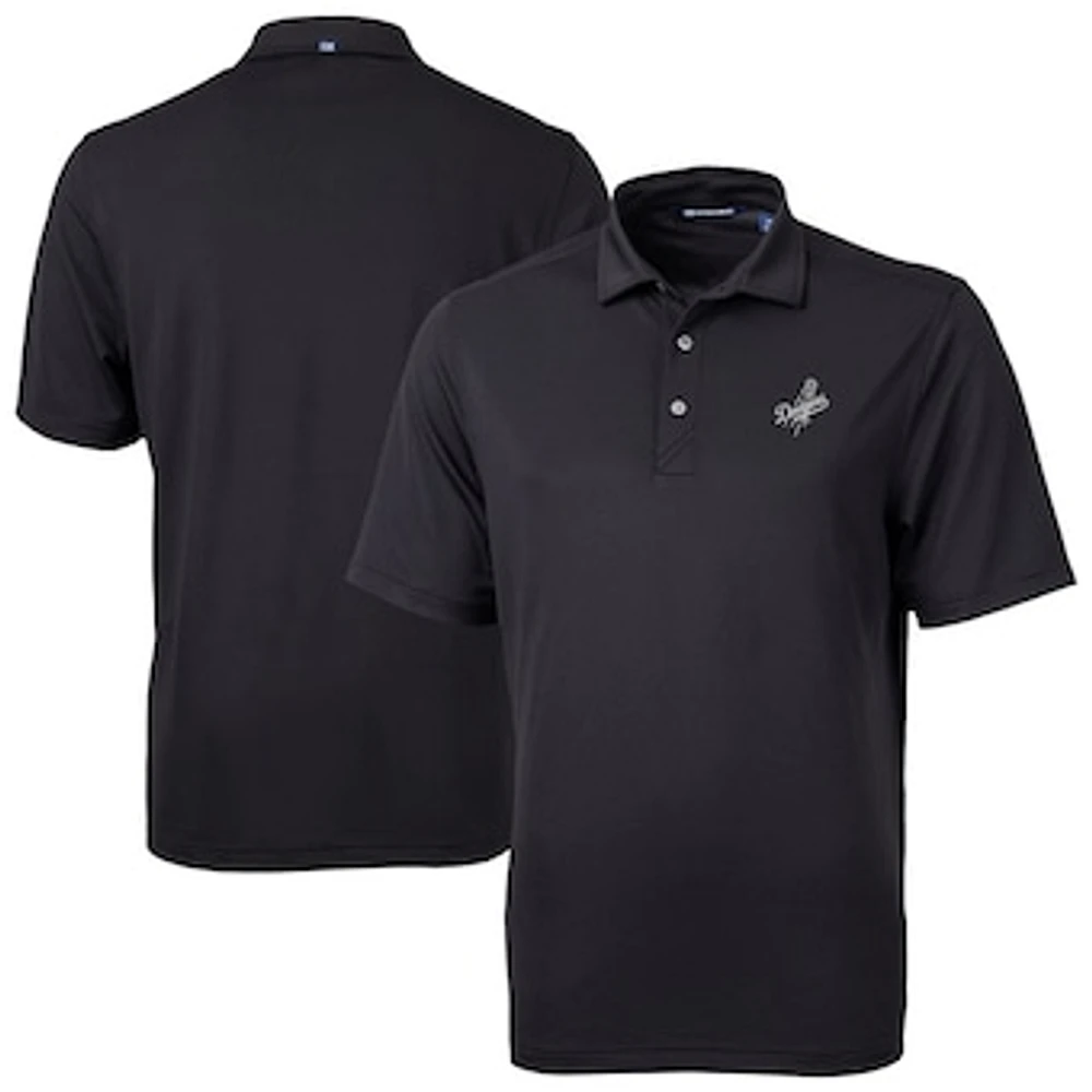 Men's Cutter & Buck Black Los Angeles Dodgers Virtue Eco Pique Recycled Polo