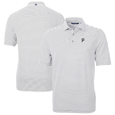 Men's Cutter & Buck Gray Pittsburgh Pirates Virtue Eco Pique Stripe Recycled Polo