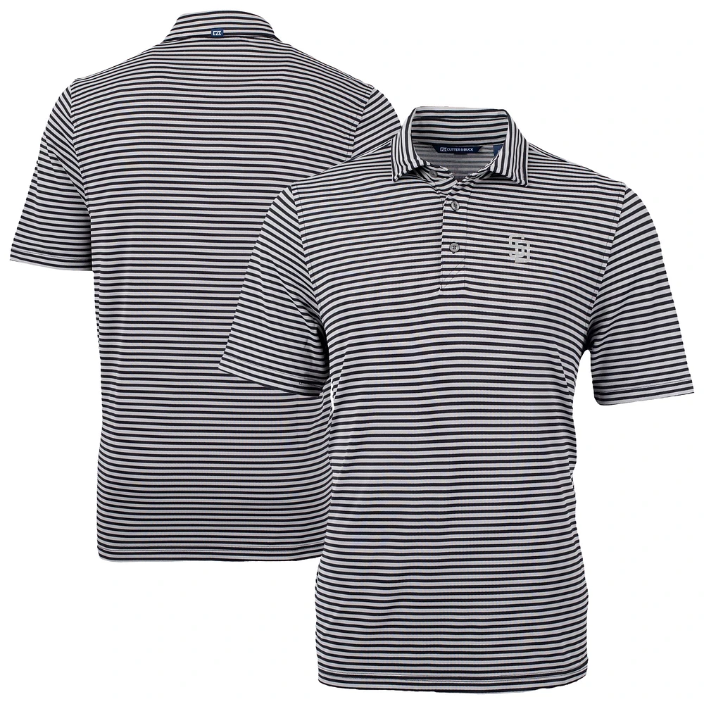 Men's Cutter & Buck Black San Diego Padres Virtue Eco Pique Stripe Recycled Polo