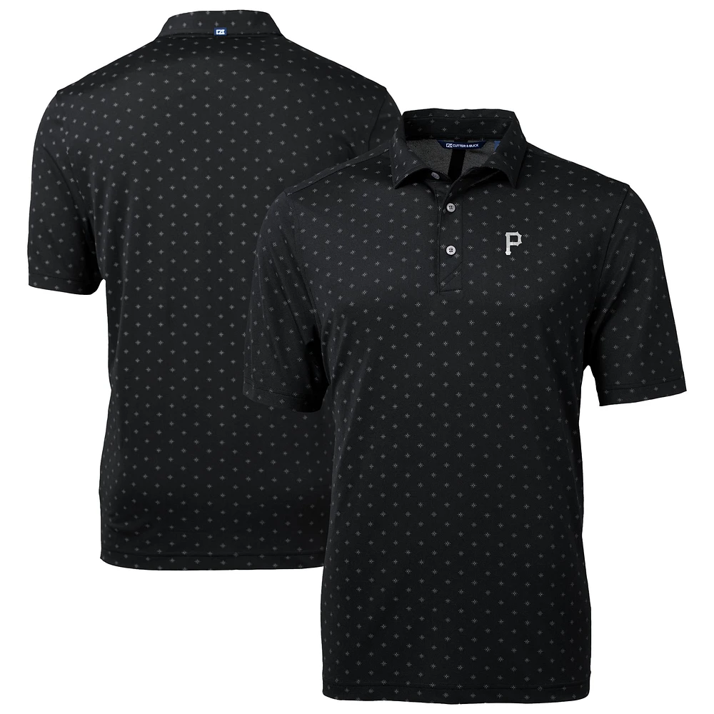 Men's Cutter & Buck Black Pittsburgh Pirates Virtue Eco Pique Tile Print Recycled Polo