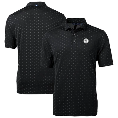 Men's Cutter & Buck Black Milwaukee Brewers Virtue Eco Pique Tile Print Recycled Polo