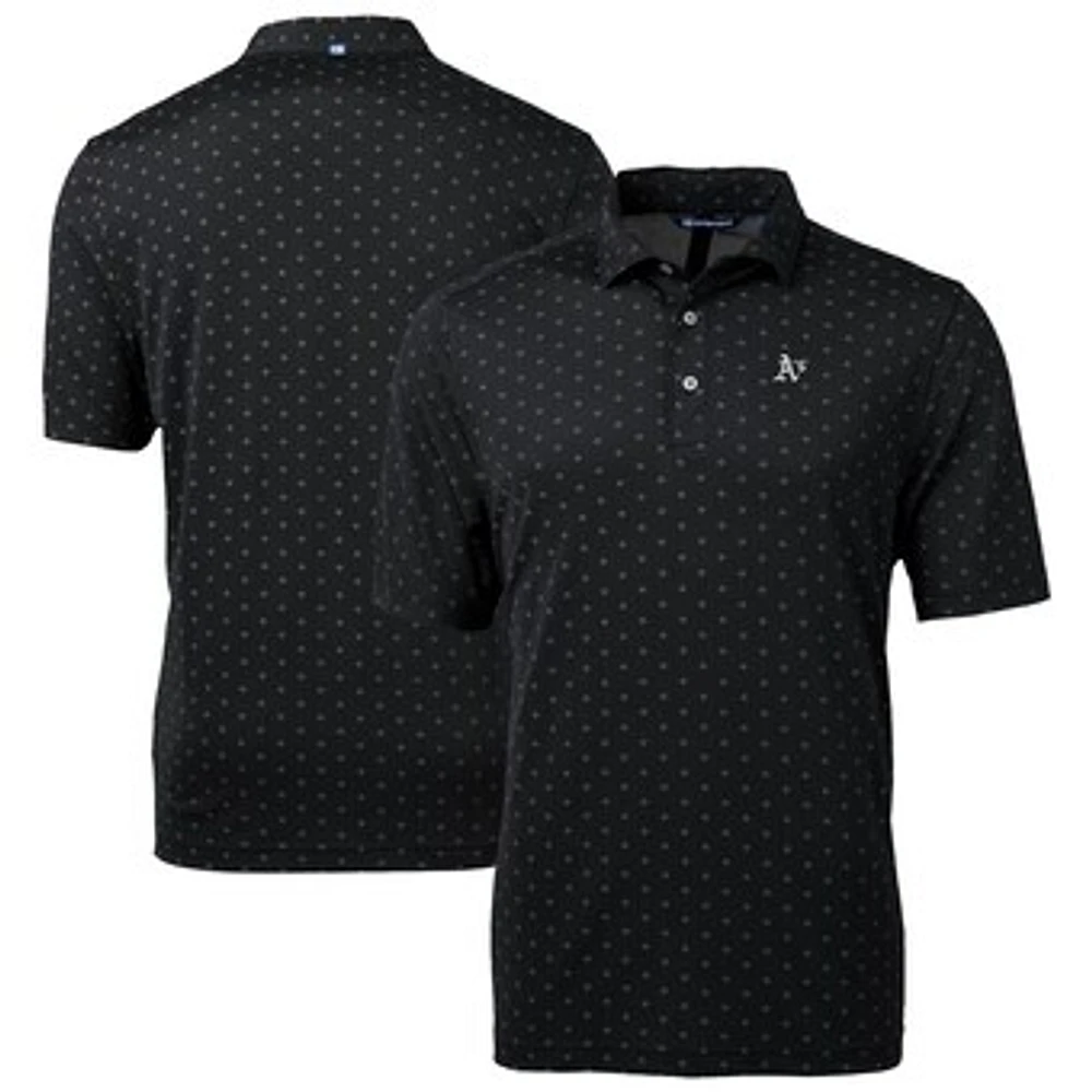 Men's Cutter & Buck Black Athletics Virtue Eco Pique Tile Print Recycled Polo