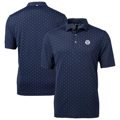 Men's Cutter & Buck Navy Milwaukee Brewers Virtue Eco Pique Tile Print Recycled Polo