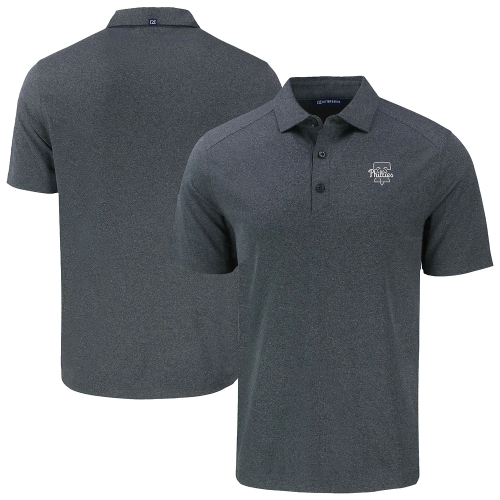 Men's Cutter & Buck Heather Black Philadelphia Phillies Forge Eco Recycled Polo