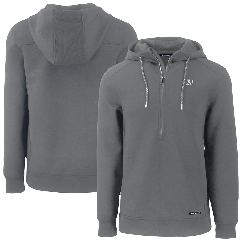 Men's Cutter & Buck Gray Athletics Roam Eco Recycled Tri-Blend Half-Zip Hoodie